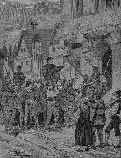 Den tyske bondekrig (1524-1526): Orenbach, bønder, Rotenburg, Bayern, Tyskland af Unknown artist