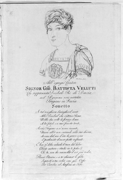 Giovanni Battista Velluti (1781-1861), sidste kastratopera. af Unknown artist