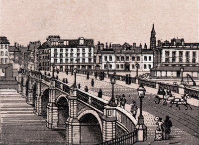 Glasgow, Skotland: udsigt over Broomielaw Bridge. i "" Verden illustrerer 168 visninger"" Udateret (slutningen af det 19. århundrede) af Unknown artist