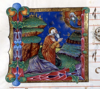 Gud beordrer Moses til at sende Israels folk fra Ægypten. Miniature fra et kor fra det 15. århundrede ("civitatis" af Saint Augustine).. af Unknown artist