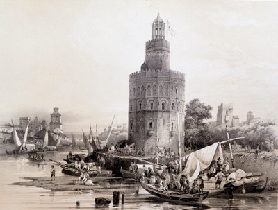 Gold Tower, Sevilla, "Kunstnerisk og monumentalt Spanien med berømte steder og monumenter i Spanien"" af Don Genaro Perez de Villa af Unknown artist