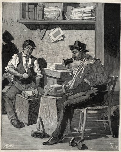 Guld piskeris. Indgravering fra 1885 i "" Les arts et metiers illustres"" af Adolphe BITARD. af Unknown artist