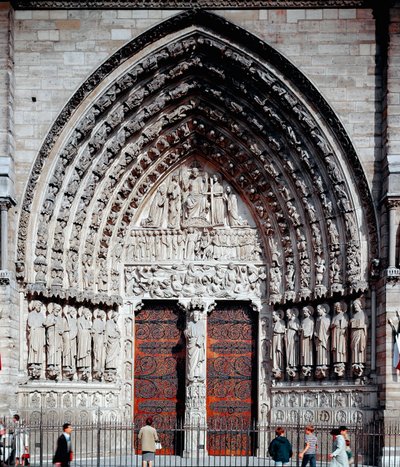 Gotisk kunst: central portal for katedralen Notre Dame de Paris af Unknown artist