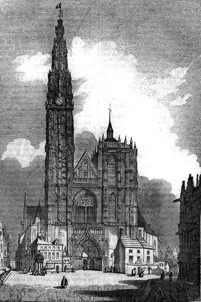 Gotisk arkitektur: udsigt over katedralen Notre Dame (Notre Dame) Antwerpen (gotisk stil af Unknown artist