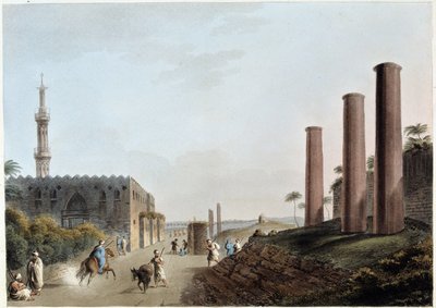 Granitsøjler på portico af canopus i det gamle Alexandria - i "Udsigt i Egypten, Palæstina og andre dele af det osmanniske rige"" af Unknown artist