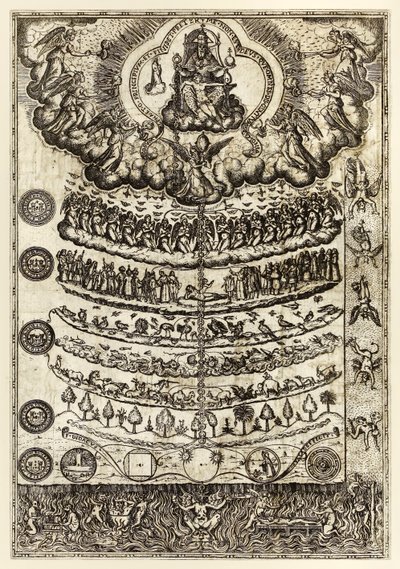 Great Chain of Being "from" Rhetorica Christiana ad concionandi et orandi usum accommodate… "by Diego Valadésdani af Unknown artist