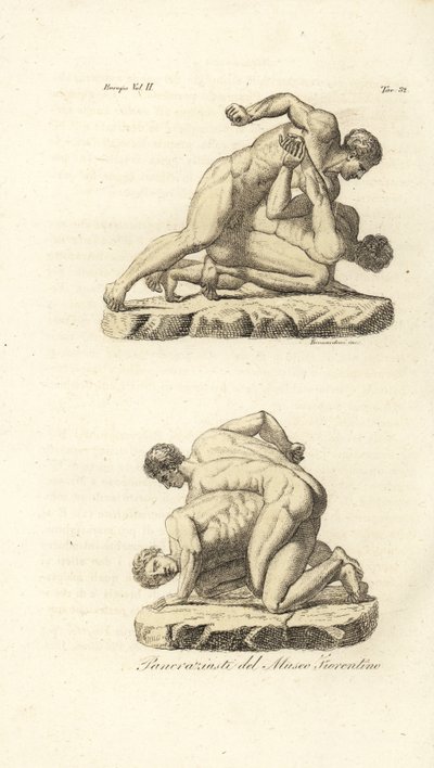 Græske atleter, der konkurrerer i kampsporten Pankration af Unknown artist