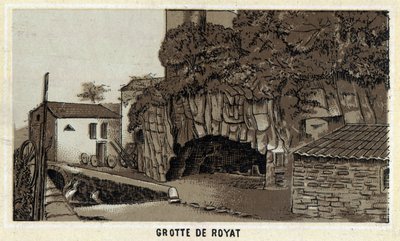 Grotte de Royat (Puy-de-Dome og Auvergne-regionen). Kromolitografi i slutningen af det 19. århundrede. af Unknown artist