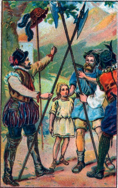 Guillaume Tell (William Tell) (legendariske helte fra schweizisk uafhængighed) nægtede at bøje sig for hatten. Kromolitografi i slutningen af det 19. århundrede. af Unknown artist