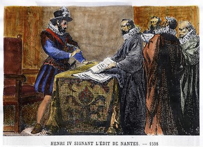 Henri IV (1553 - 1610) underskrev Edit de Nantes i 1598. af Unknown artist