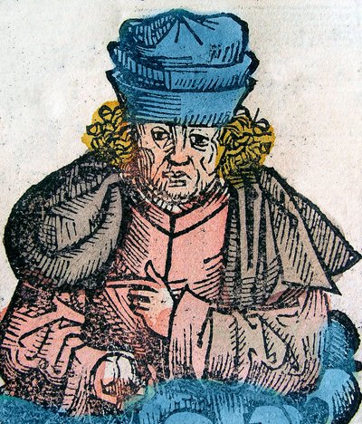 Herodot (Herodotos, 484-425 f.Kr.), græsk historiker - HERODOTUS 490-425 f.Kr., græsk historiker - træsnit fra Nürnbergkrøniken af Unknown artist