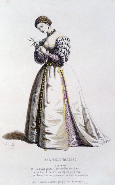 Hesperie i “” The Visionaries ”(af Jean Desmarets Saint Sorlin i 1637), i“ ”Le Theatre Francais ved den 16. og 17. forreste til Moliere” ”af Edouard Fournier. af Unknown artist