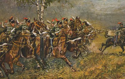 Historisk postkort med krigsmotiv, angreb på preussiske tropper, Tyskland af Unknown artist