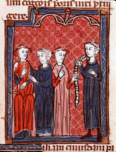Den kanoniske lovs historie: "Kvinde dømt til kyskhedens bælte"" Miniature taget fra "Decret de Gratien"" ("Concordia discordantium canonum" eller "Decretum Gratiani") fra 1140 og regulerer den romersk-katolske kirkes love og kanoner . 13 af Unknown artist