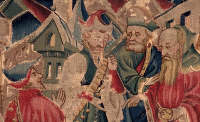 Historien om Saint Piat og Saint Eleuthère, Scene 14: Pesten knuser byen Tournai. Detalje. af Unknown artist