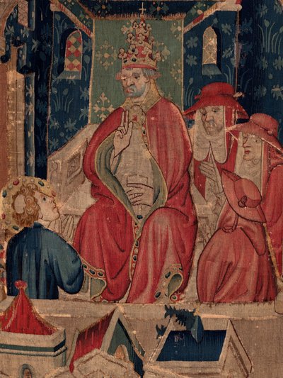 Historien om Saint Piat og Saint Eleuthère, scene 9 Saint-Éleuthère er bekræftet som biskop af Tournai (Au boin saint l