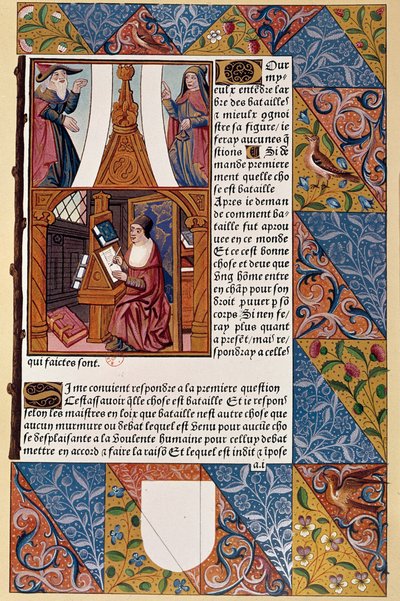 Bogtrykkeriets historie: udgiver Antoine Verard (? -1513) komponerer sin bog. Fra et manuskript fra 1494. af Unknown artist