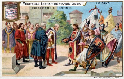 Handskens historie: handsken som symbol på investituren - Liebig-kromolitografi af Unknown artist