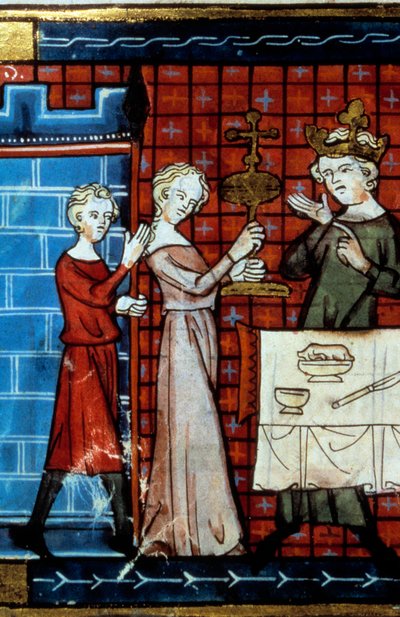 Hellig Gral Procession. Miniature fra "" Tale du Grail"" af Unknown artist