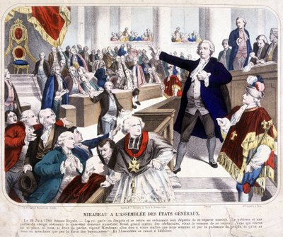 Honore Gabriel (Honore-Gabriel) Riqueti, greve af Mirabeau (1749-1791) ved forsamlingen af États Génales: "Gå hen og sig din herre, at vi er her ved folkets magt, og at de kun vil blive taget fra os ved bajonetternes kraft"" den 23 af Unknown artist