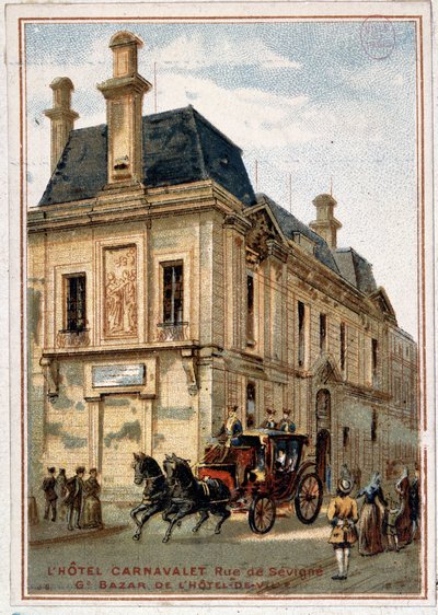 Hotel Carnavalet, reklame for butikken” Rådhusets store basar”, v. 1895 af Unknown artist