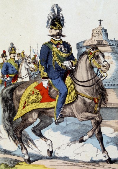 Humbert I til hest, konge af Italien af Unknown artist