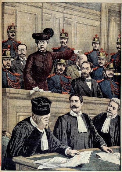 Humbert-sag: retssagen mod Therese Humbert (1856-1918), repræsenteret af en fransk skurk, som udgav sig for at være arven fra en amerikansk millionær. 1903 Privat samling af Unknown artist