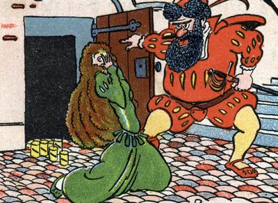 Illustration til "Blåskæg" af Unknown Artist