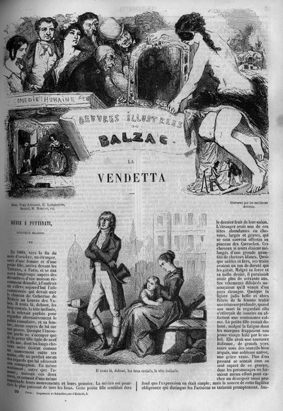 Illustration af "Vendetta", roman af Honore de Balzac (1799-1850). af Unknown artist