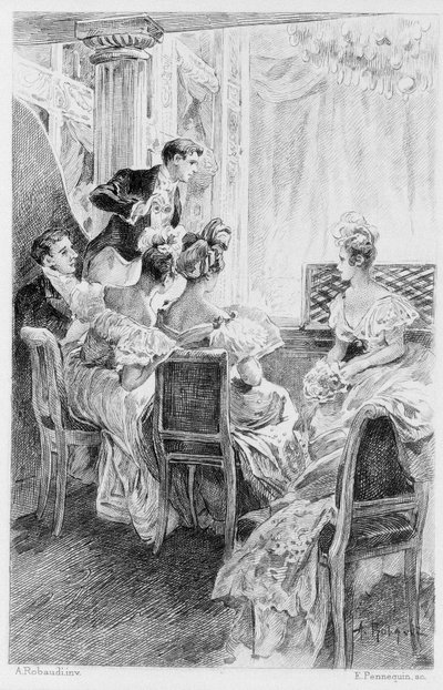 Illustration af "Det røde og det sorte" af Stendhal. 1830. Stik fra slutningen af 1800-tallet. af Unknown artist