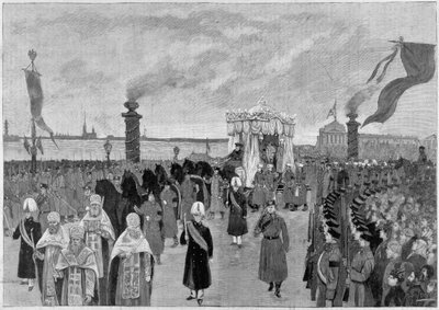 Illustration af begravelsen af zar Alexander III i 1894. af Unknown artist