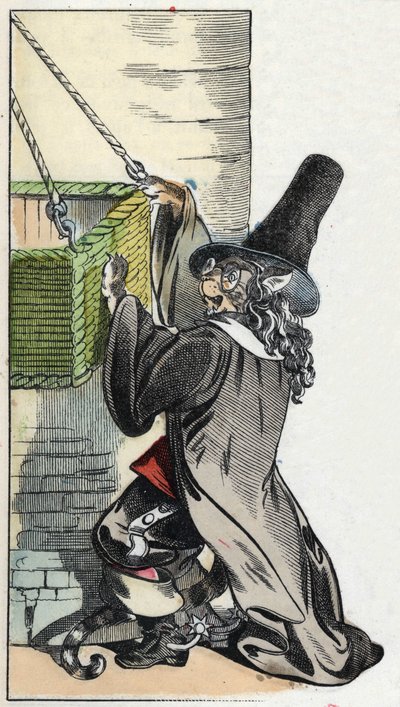Illustration af fortællingen "Den frygtelige Raminagrobis og musene""" tegner fabler af Jean de la Fontaine. I “”Fortællinger fra hjemmet for de mindste””. Anonym gravering af det 19. århundrede. af Unknown artist