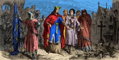 I 1186 beordrede Philippe Auguste (1165-1223) at brolægge gaderne i Paris, gravering 1800-tallet af Unknown artist