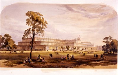 Industriel revolution: udsigt over Crystal Palace, bygget af Joseph Paxton til verdensudstillingen i 1851 i London (Hyde Park) 1800-tallet af Unknown artist