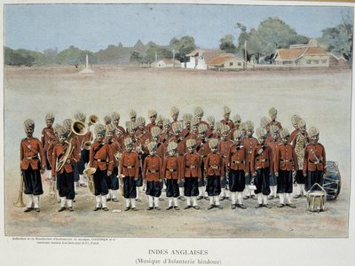 Engelsk Indiens infanteriband - gravering, slutningen af det 19. århundrede. af Unknown artist