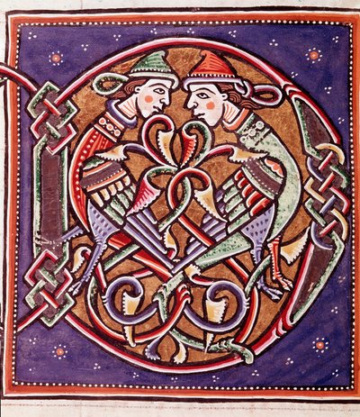 Forbogstav D med imaginære væsner (miniature af Unknown artist