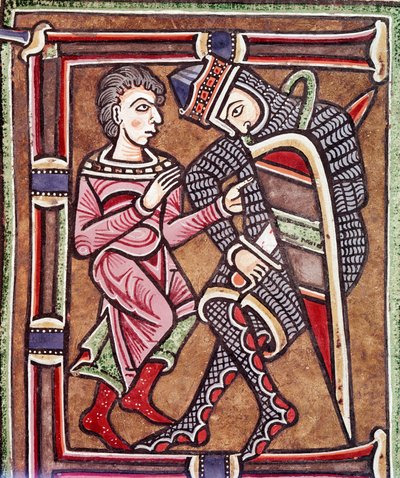 Forbogstav E med David og Uria, ægtefælle til Batseba (miniature af Unknown artist