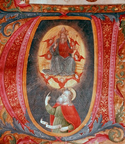 Indledende bogstav V med repræsentation af Ezechiel (Miniature af Unknown artist