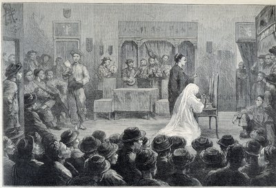 Inde i et kinesisk teater i Californien, mod slutningen af det 19. århundrede. af Unknown artist