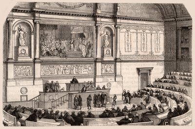 Indefra af Nationalforsamlingen ved en samling i Deputeretkammeret, Paris, Frankrig af Unknown