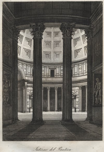 Det indre af Pantheon, Rom - indgravering fra "" Skikke og traditioner for alle folk i universet. Det vil sige historien om regeringen, lovene, militsen, om alle nationers religion fra de fjerneste tider til i dag "1856 af Unknown artist