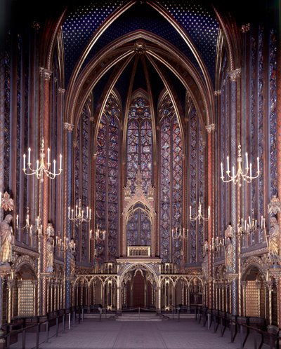 Indvendig visning af Sainte Chapelle of Paris: High Chapel, Architecture af Unknown artist