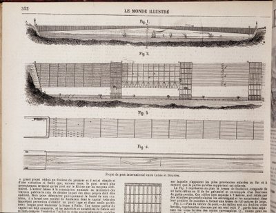 Internationalt broprojekt over kanalen mellem Calais og Dover - i "" The Illustrous World"" af 16/11/1867 af Unknown artist