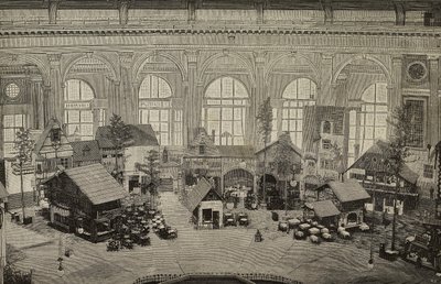 International pavillon på den internationale udstilling i Wien, Østrig, kobberstik efter fotografi af Huber fra L