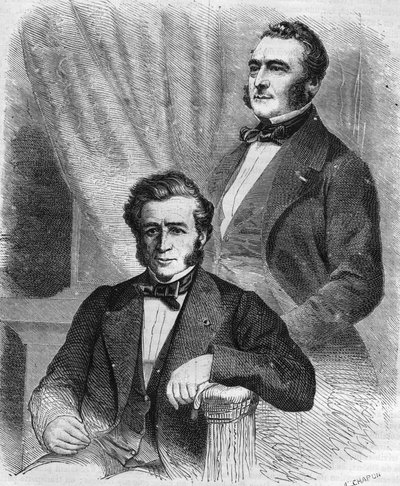 Isaac og Jacob Emile Pereire, franske forretningsmænd, grundlæggere af Société de Crédit Mobilier (1852). af Unknown artist
