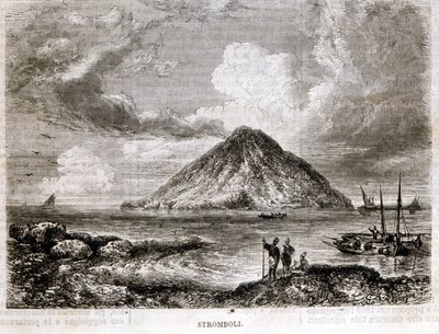 Øen Stromboli i det 19. århundrede. af Unknown artist