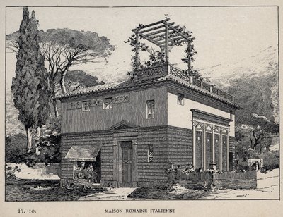 Italiensk romersk hus - indgravering af 1889 i "History of human habitation at the Universal Exhibition of 1889, by Mr Charles GARNIER - Librairie centrale des beaux-arts Paris 1889 af Unknown artist