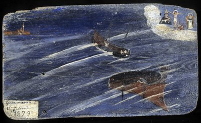 Italiensk ex-voto for et skibsforlis i 1879 - maleri på træ af Unknown artist