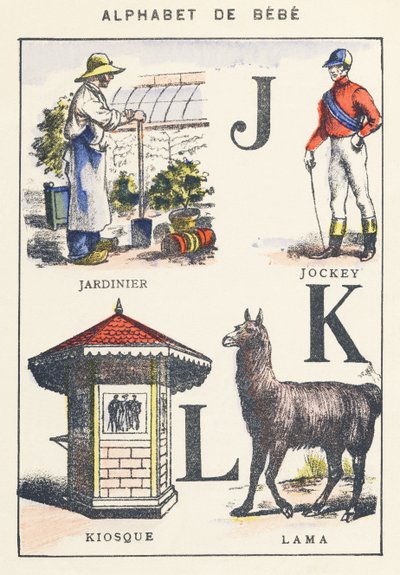 J K L: gartner, jockey, kiosk, lama af Unknown artist