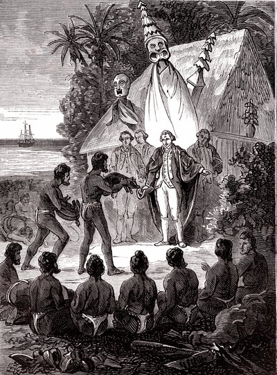 James Cook med Island Sandwich indfødte af Unknown artist